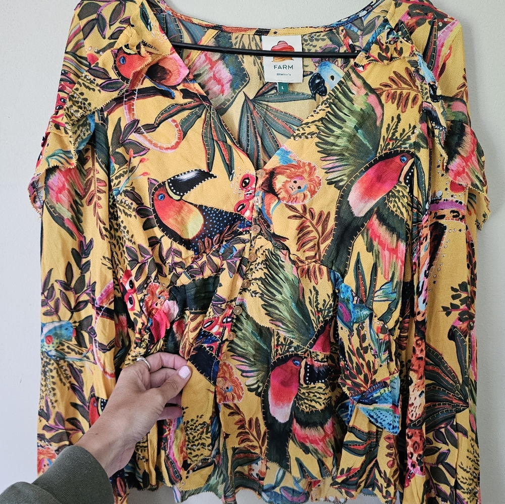 FARM Rio Multicolor Tropical Print Blouse - Picture 8 of 9